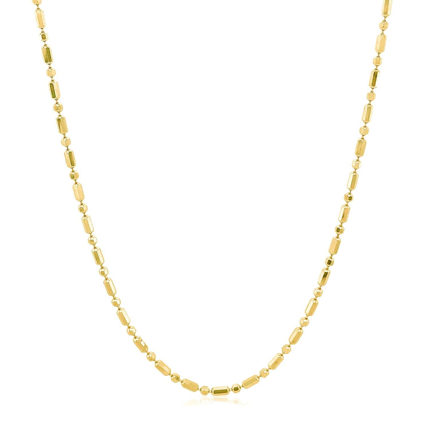 14k Yellow Gold Diamond-Cut Alternating Bead Chain 1.5mm Bids.com