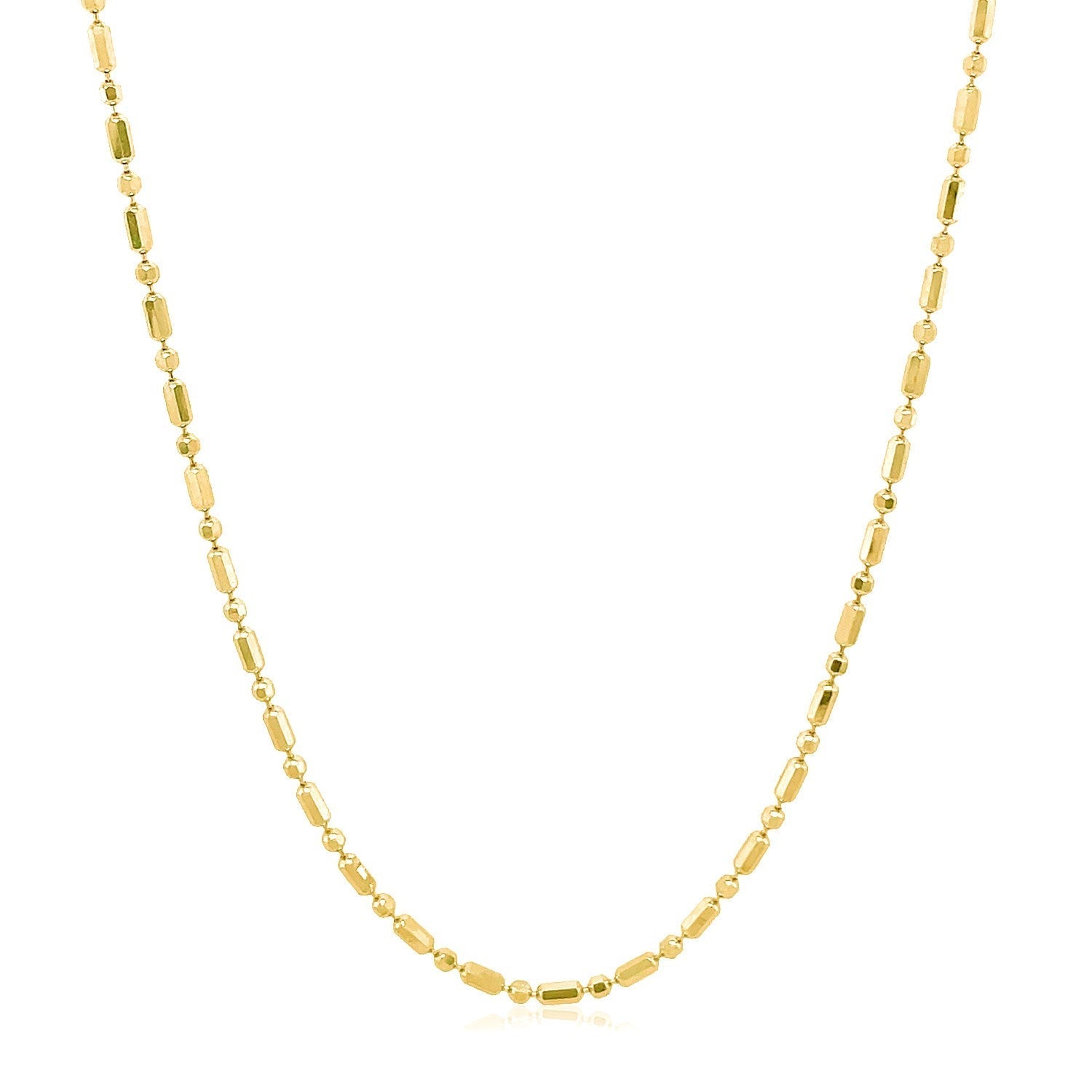 14k Yellow Gold Diamond-Cut Alternating Bead Chain 1.5mm Bids.com
