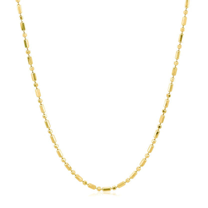 14k Yellow Gold Diamond-Cut Alternating Bead Chain 1.5mm Bids.com