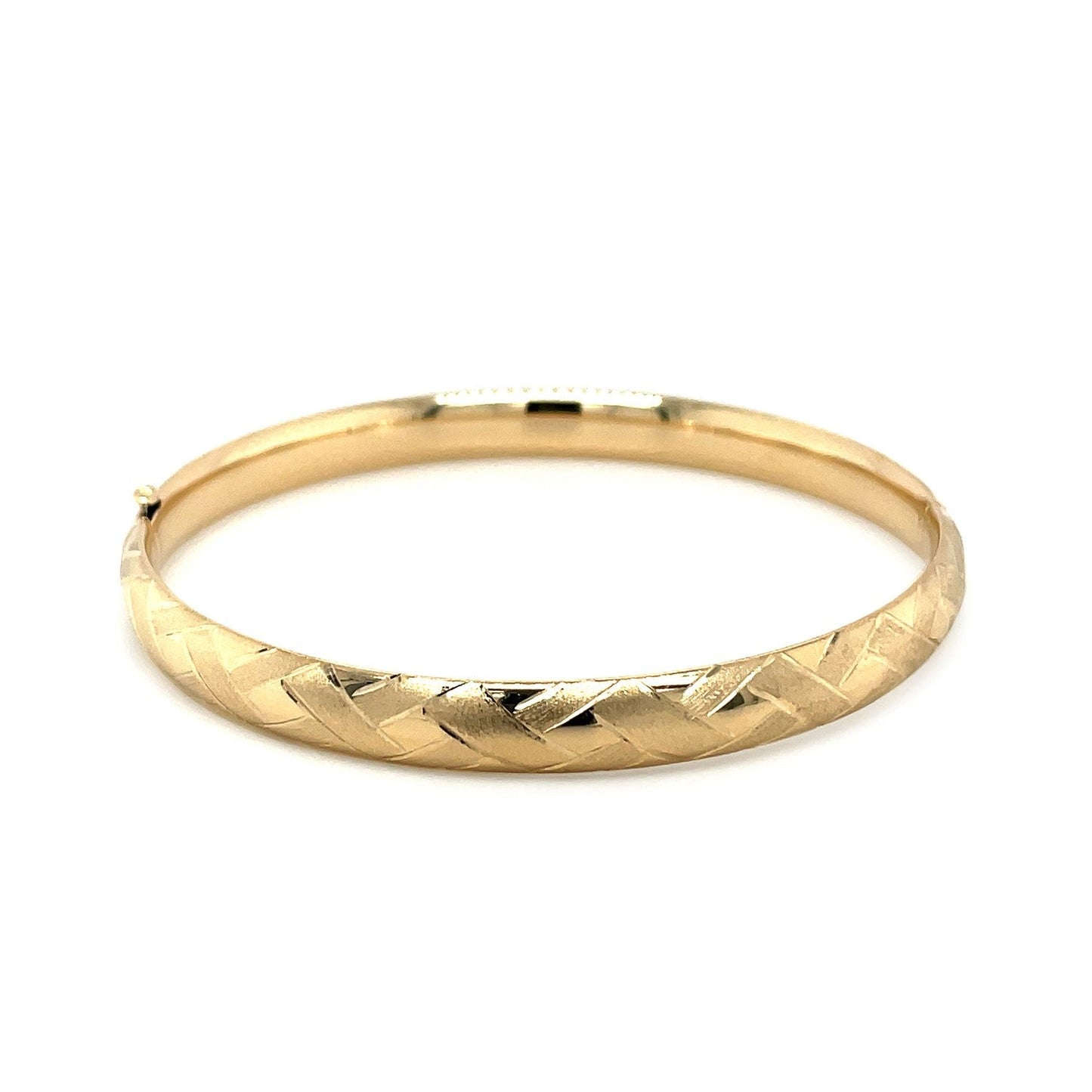 14k Yellow Gold Domed Bangle with a Weave Motif Bids.com