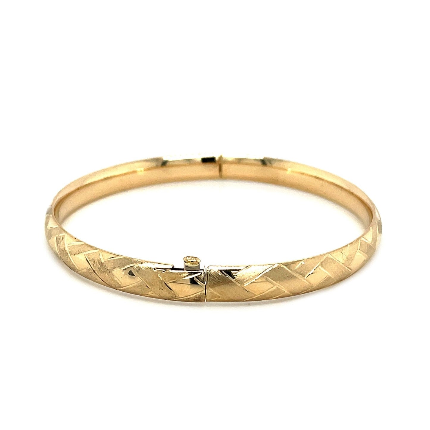 14k Yellow Gold Domed Bangle with a Weave Motif Bids.com