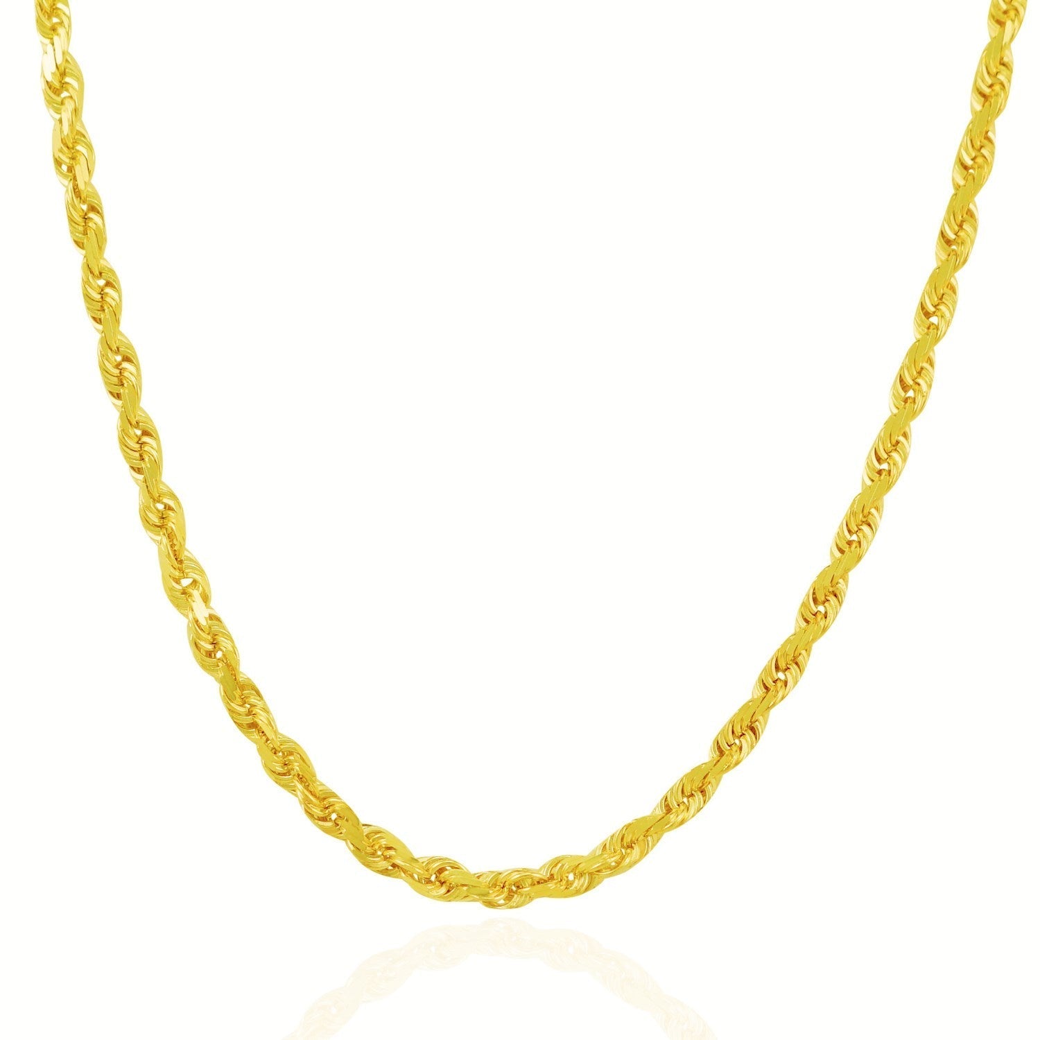 5.0mm 10k Yellow Gold Solid Diamond Cut Rope Chain Bids.com