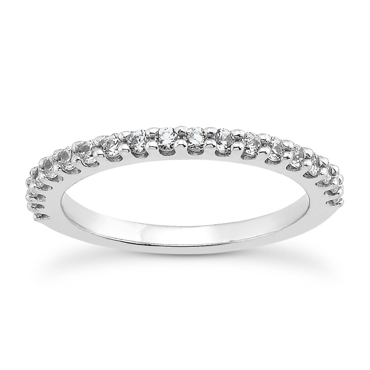 14k White Gold Shared Prong Diamond Wedding Ring Band with U Settings Bids.com