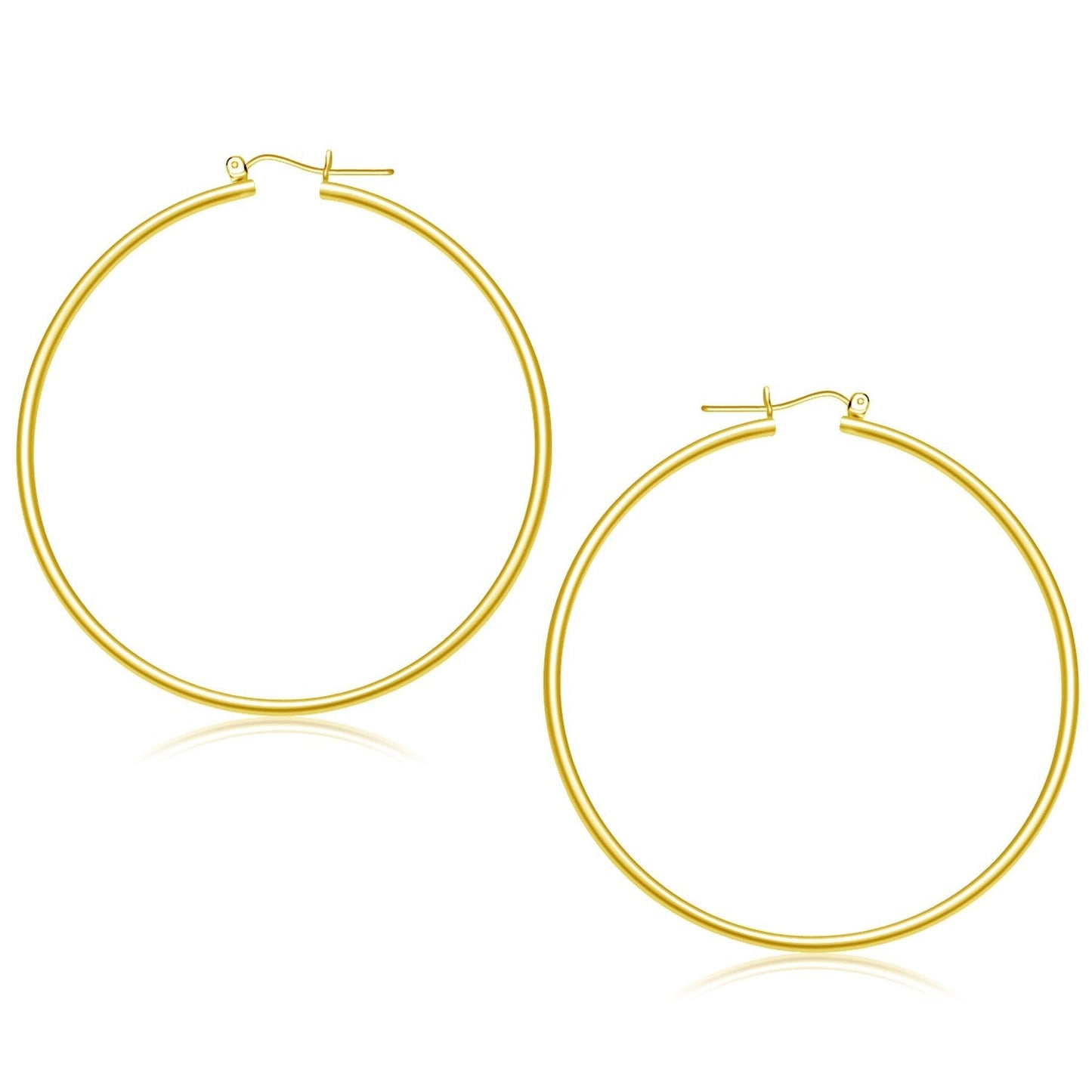 14k Yellow Gold Polished Hoop Earrings (55 mm) Bids.com