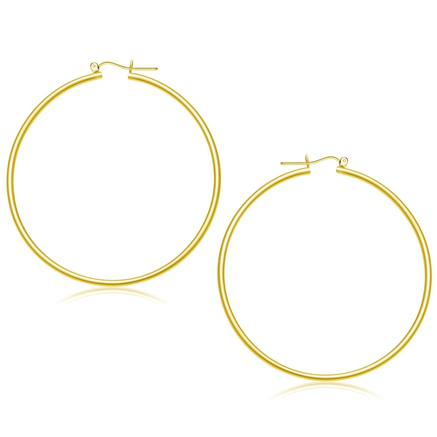 14k Yellow Gold Polished Hoop Earrings (55 mm) Bids.com