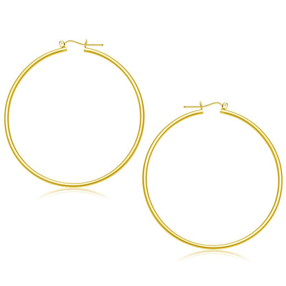 14k Yellow Gold Polished Hoop Earrings (55 mm) Bids.com