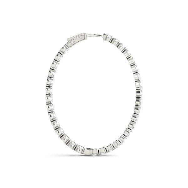 Oval Shape Two Sided Diamond Hoop Earrings in 14k White Gold (2 cttw) Bids.com