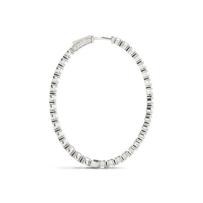 Oval Shape Two Sided Diamond Hoop Earrings in 14k White Gold (2 cttw) Bids.com