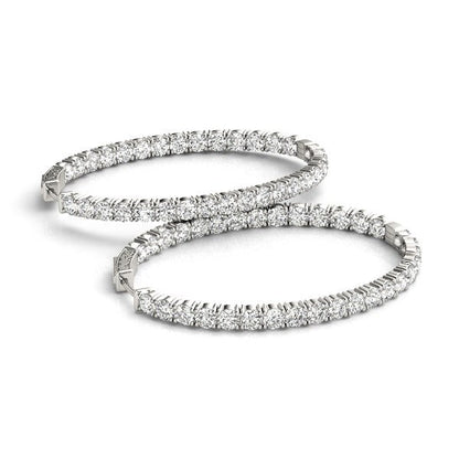 Oval Shape Two Sided Diamond Hoop Earrings in 14k White Gold (2 cttw) Bids.com