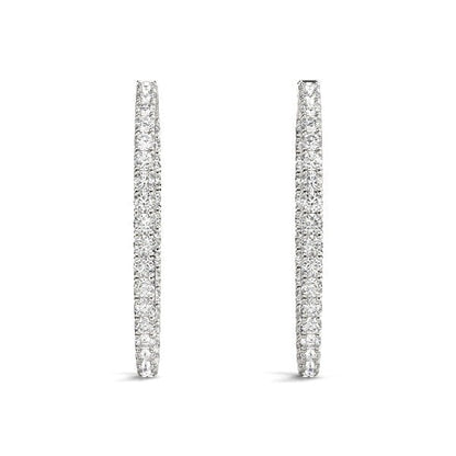 Oval Shape Two Sided Diamond Hoop Earrings in 14k White Gold (2 cttw) Bids.com