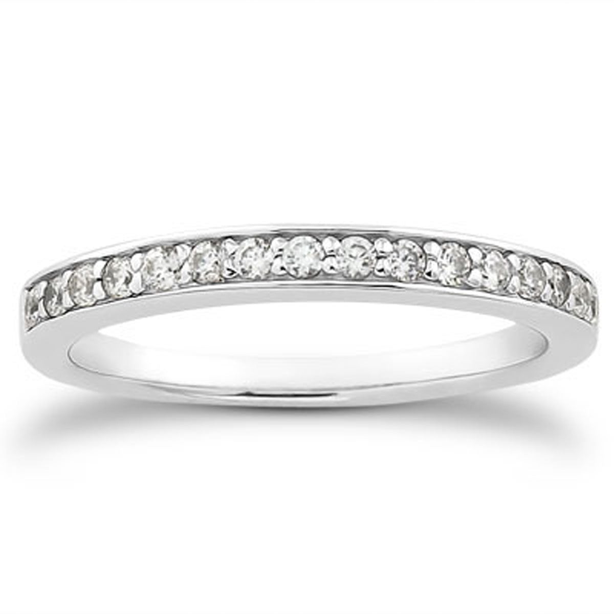 14k White Gold Pave Diamond Wedding Ring Band Set 1/2 Around Bids.com
