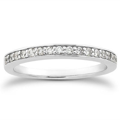 14k White Gold Pave Diamond Wedding Ring Band Set 1/2 Around Bids.com