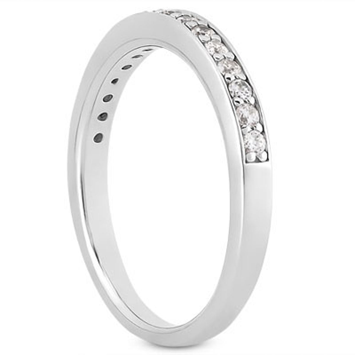 14k White Gold Pave Diamond Wedding Ring Band Set 1/2 Around Bids.com