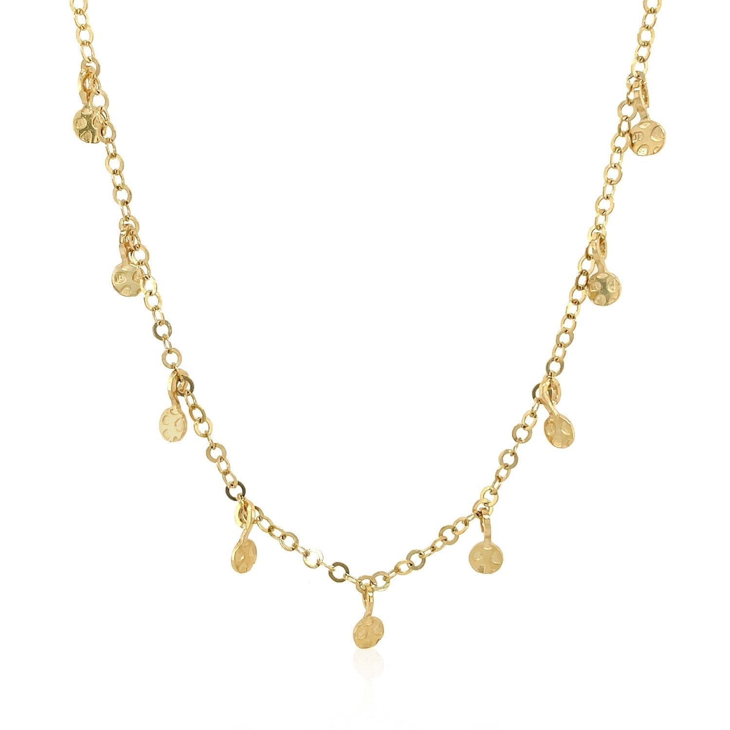 Choker Necklace with Hammered Beads in 14k Yellow Gold Bids.com