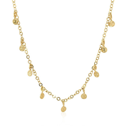 Choker Necklace with Hammered Beads in 14k Yellow Gold Bids.com