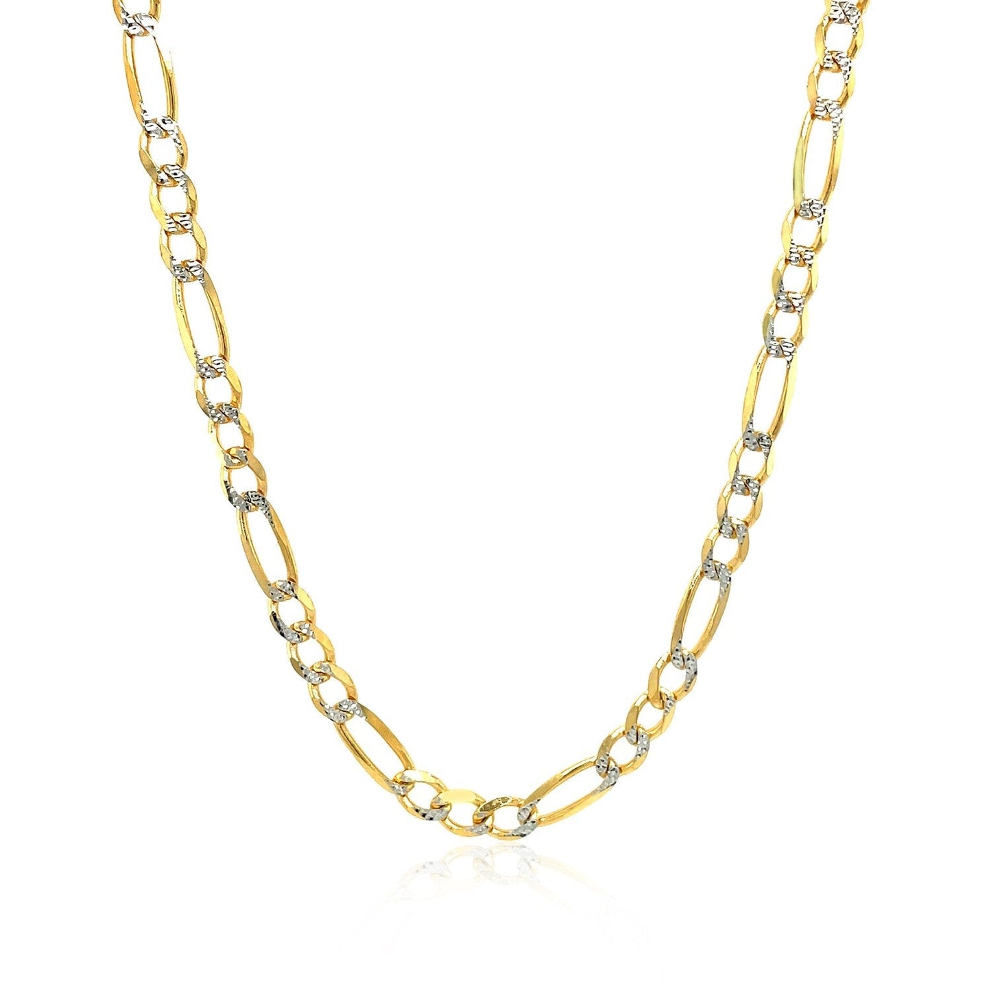 4.0mm 14K Yellow Gold Solid Pave Figaro Chain Bids.com