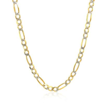 4.0mm 14K Yellow Gold Solid Pave Figaro Chain Bids.com