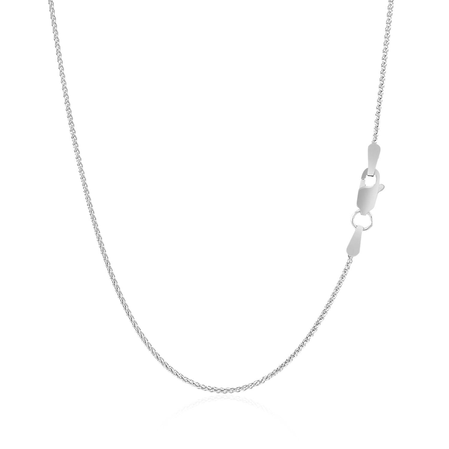 14k White Gold Round Wheat Chain 1.0mm Bids.com