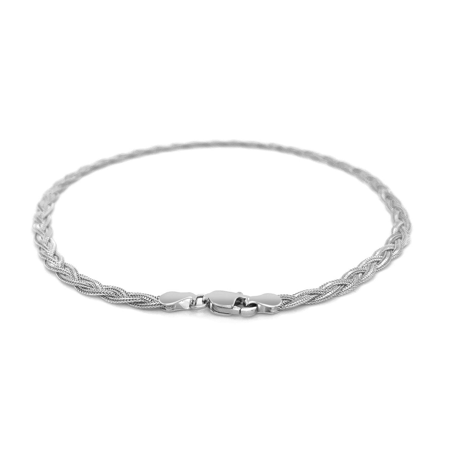3.5mm 14k White Braided Foxtail Anklet Bids.com