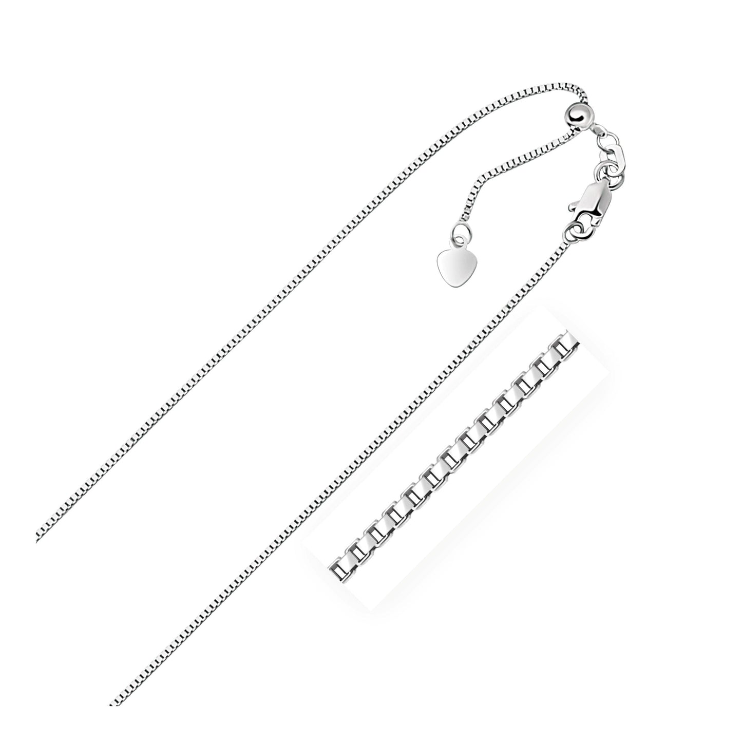 14k White Gold Adjustable Box Chain 0.85mm Bids.com