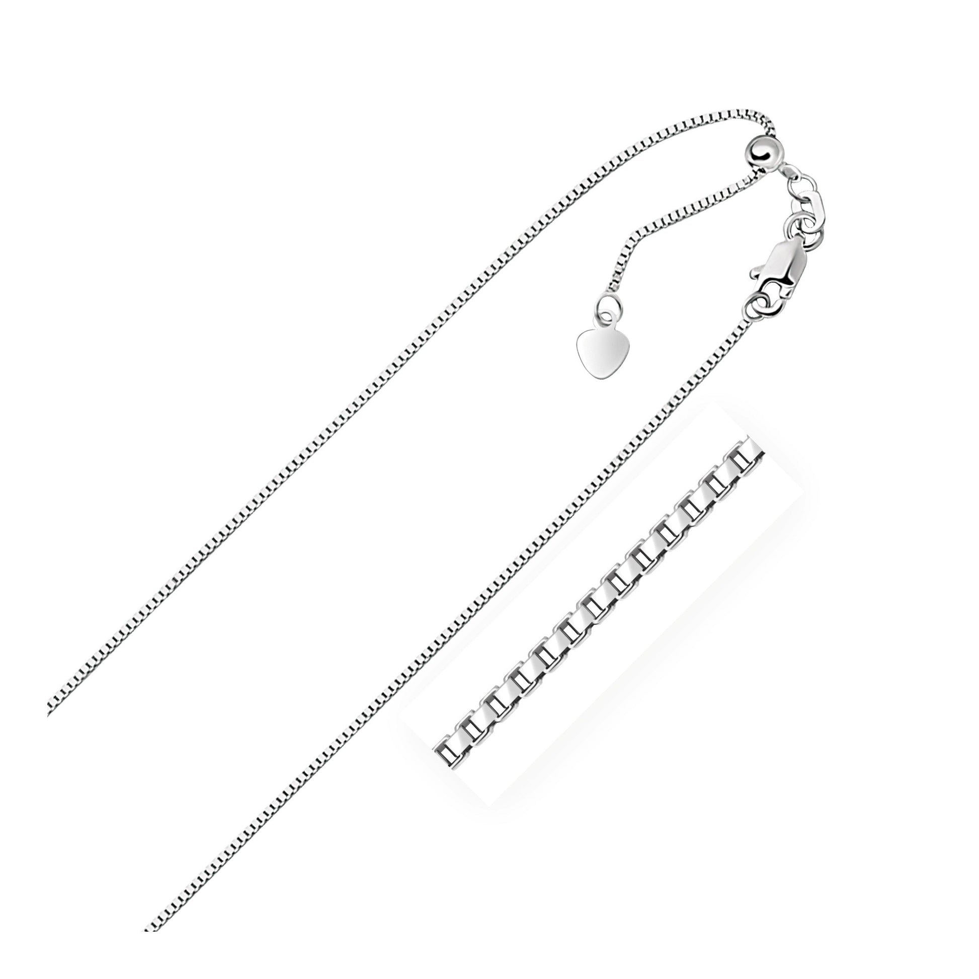 14k White Gold Adjustable Box Chain 0.85mm Bids.com