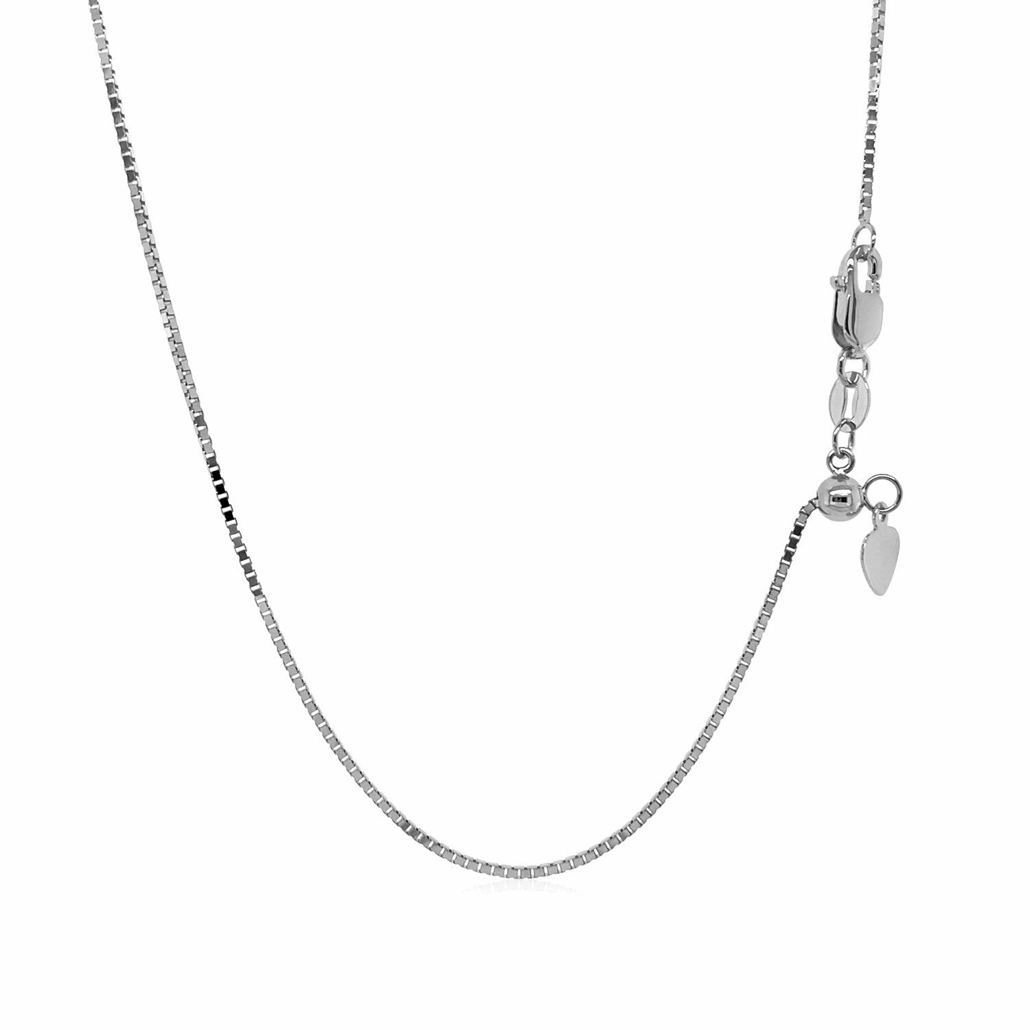 14k White Gold Adjustable Box Chain 0.85mm Bids.com