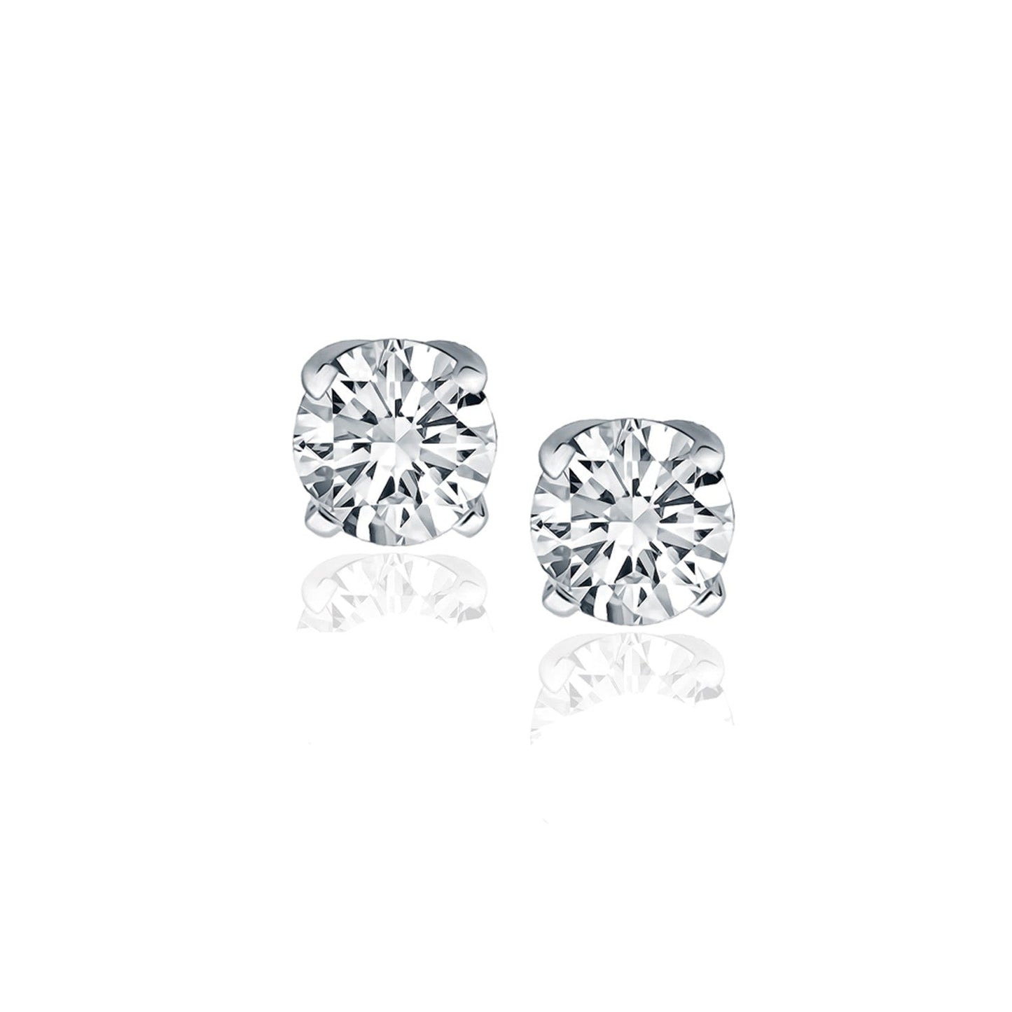 14k White Gold Diamond Four Prong Stud Earrings (1 cttw) Bids.com