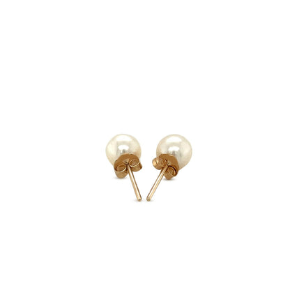 14k Yellow Gold Freshwater Cultured White Pearl Stud Earrings (6.0 mm) Bids.com