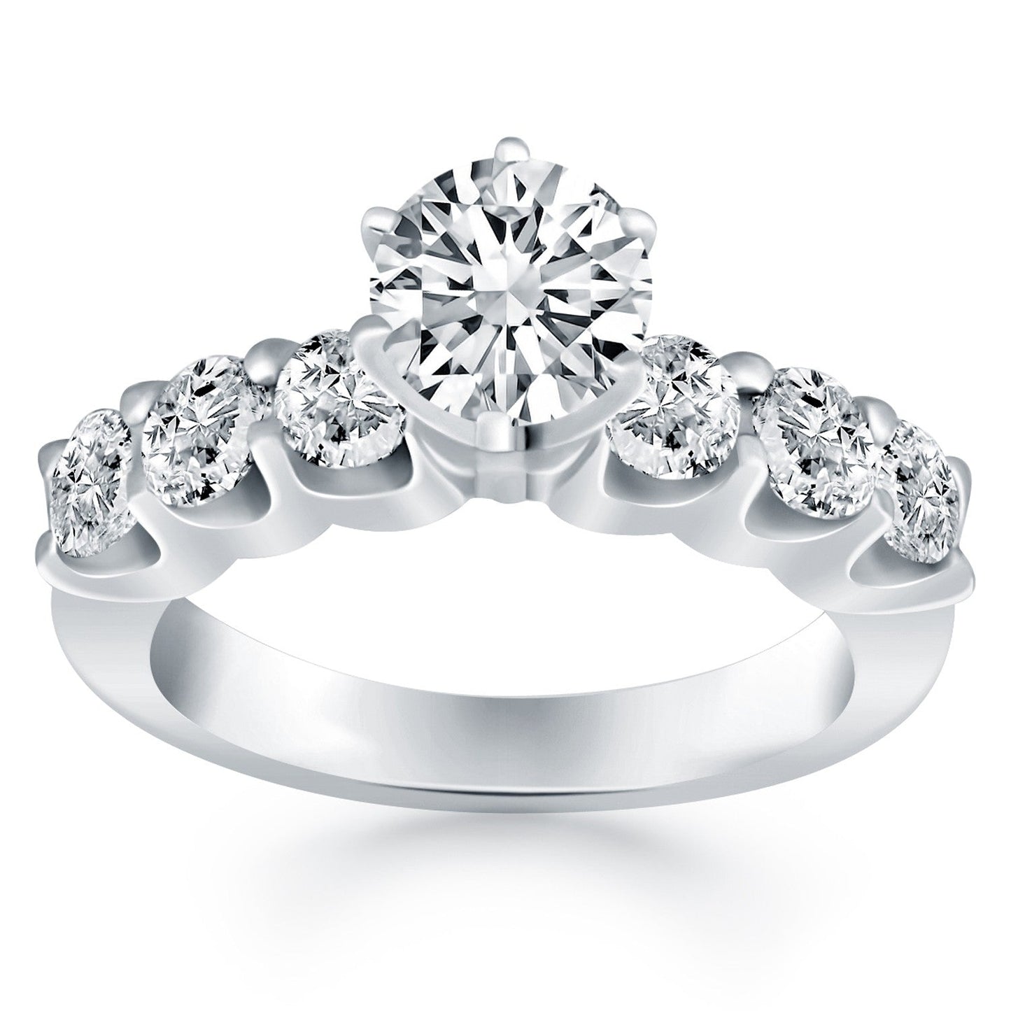 14k White Gold Shared Prong Diamond Engagement Ring Bids.com