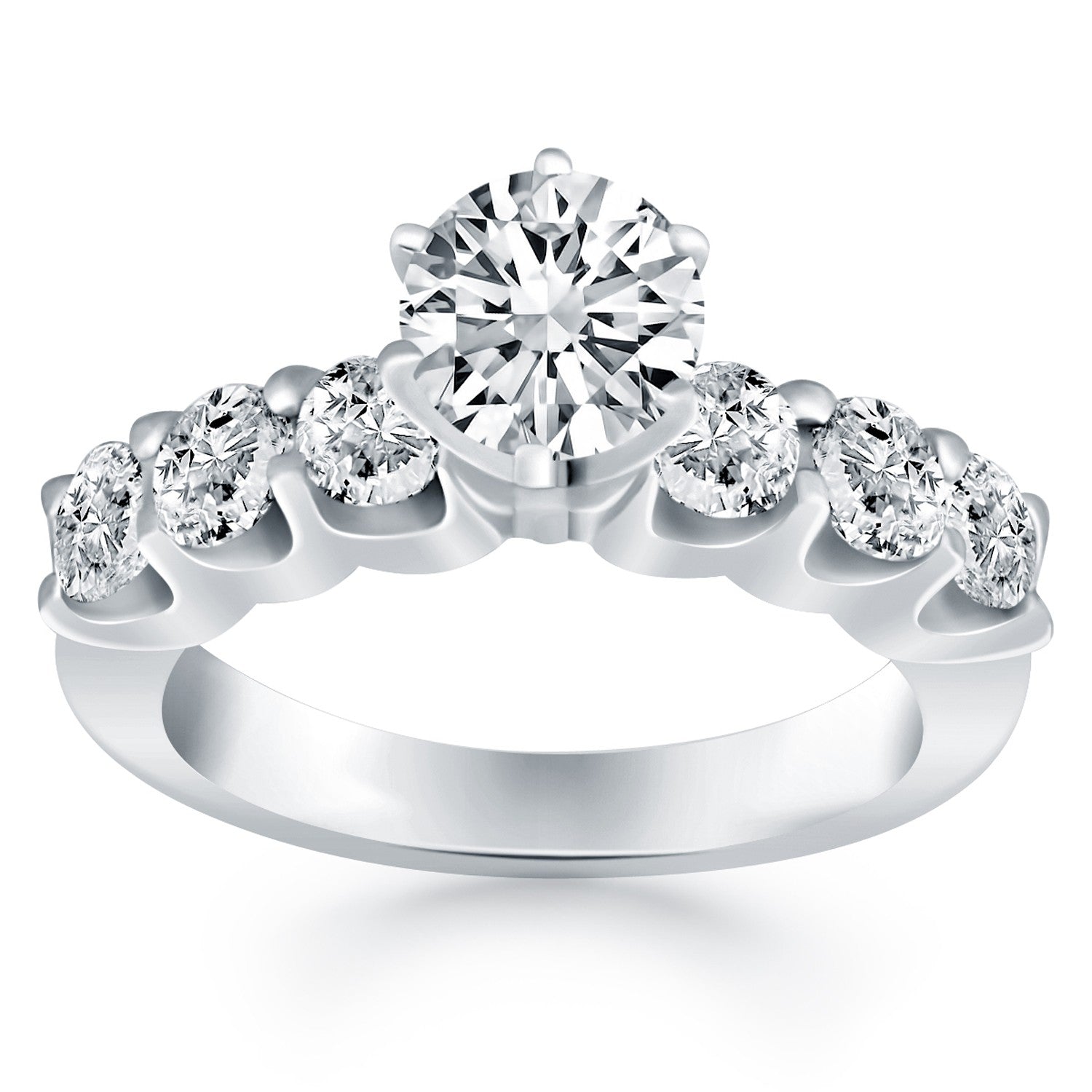 14k White Gold Shared Prong Diamond Engagement Ring Bids.com