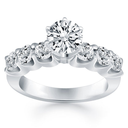 14k White Gold Shared Prong Diamond Engagement Ring Bids.com