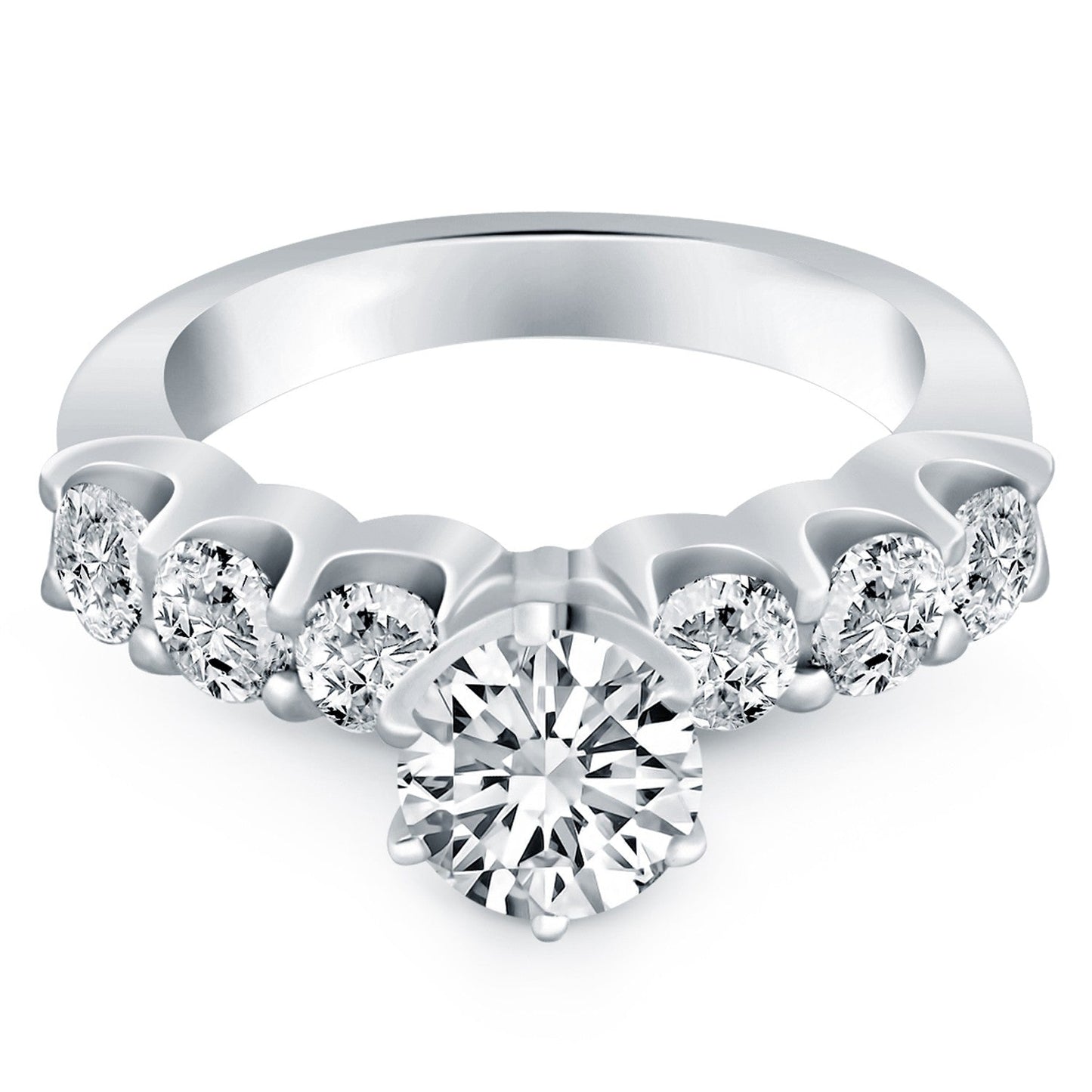 14k White Gold Shared Prong Diamond Engagement Ring Bids.com