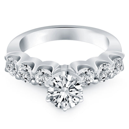 14k White Gold Shared Prong Diamond Engagement Ring Bids.com