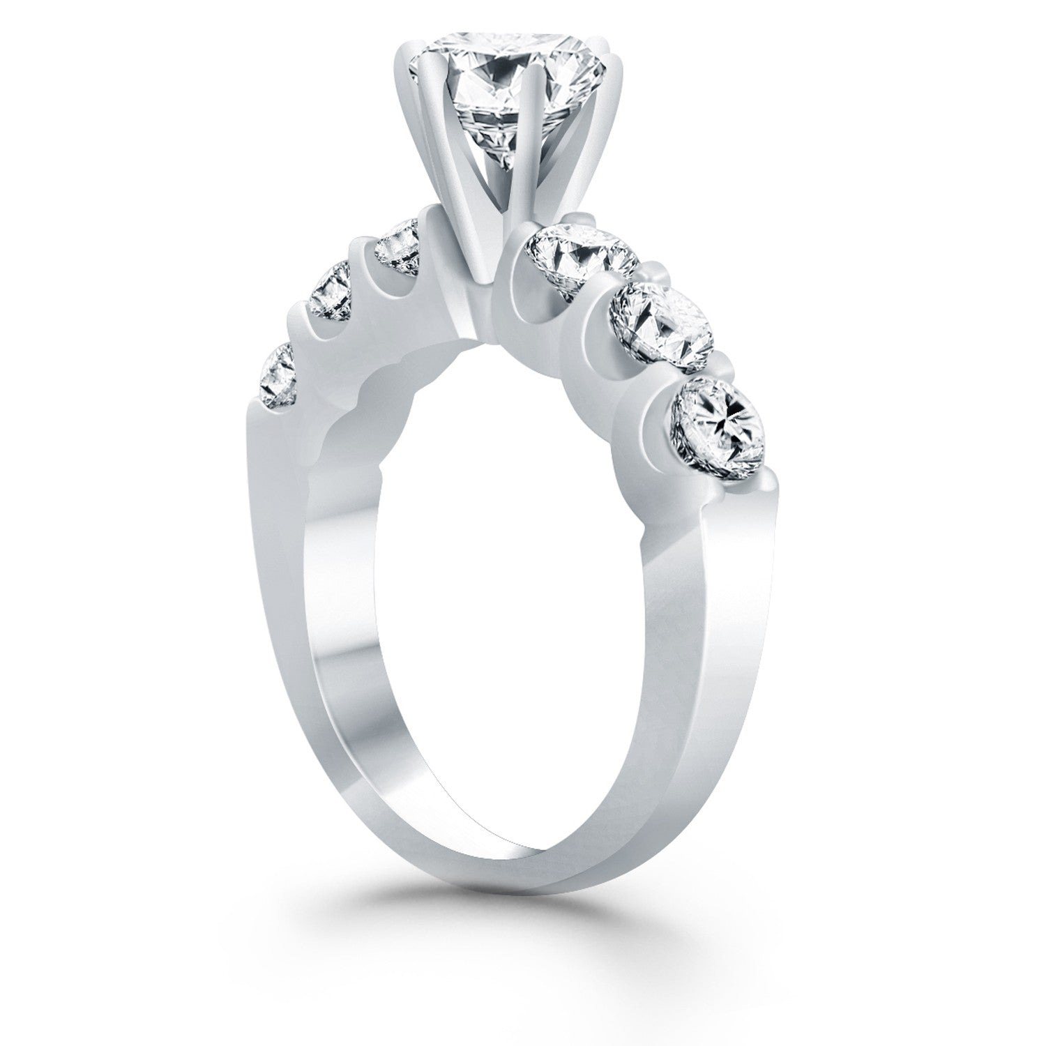 14k White Gold Shared Prong Diamond Engagement Ring Bids.com