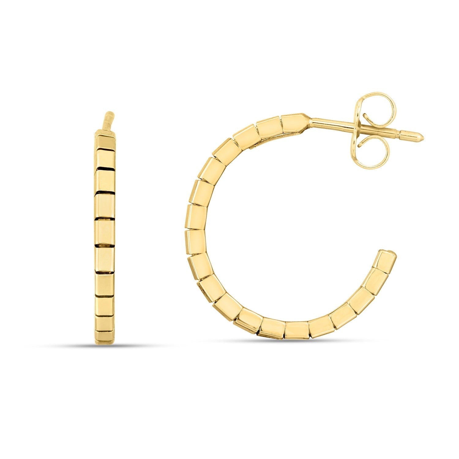 14k Yellow Gold Brick Omega Hoop Earrings Bids.com
