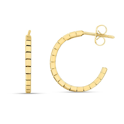 14k Yellow Gold Brick Omega Hoop Earrings Bids.com