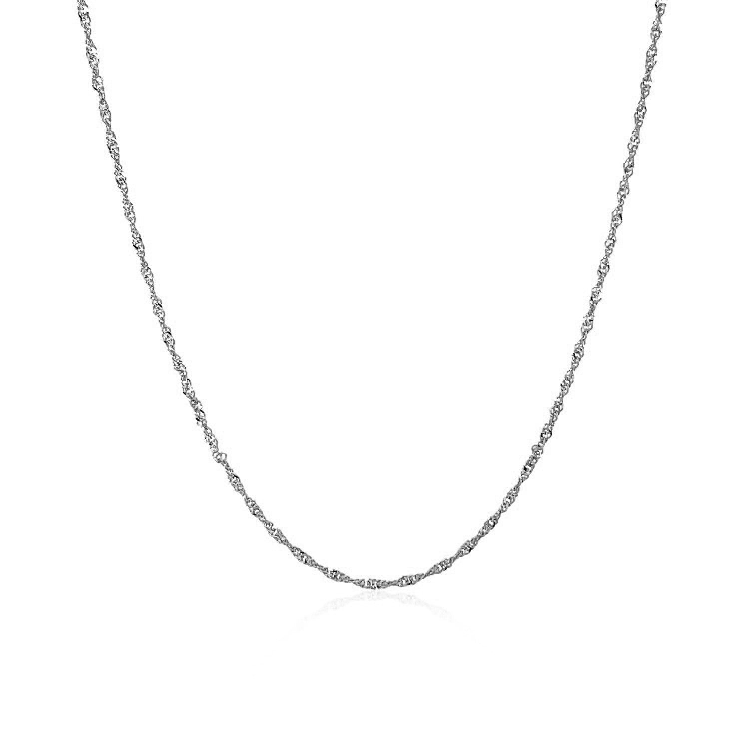 14k White Gold Singapore Chain 1.0mm Bids.com