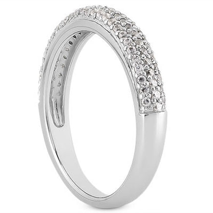 14k White Gold Triple Multi-Row Micro- Pave Diamond Wedding Ring Band Bids.com