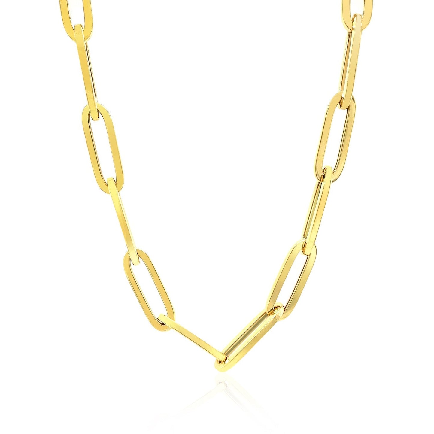 14K Yellow Gold Wide Paperclip Chain (6.1mm) Bids.com