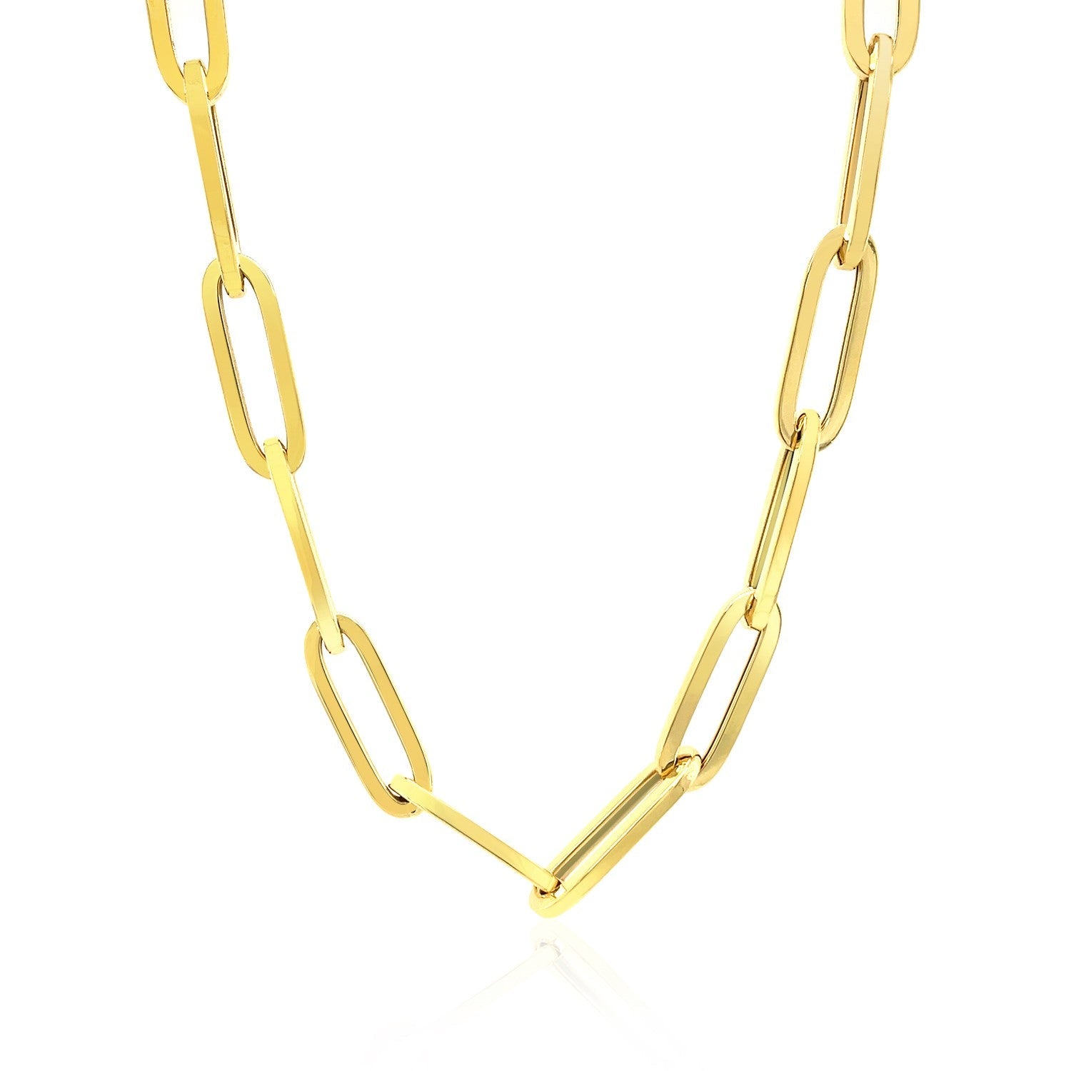14K Yellow Gold Wide Paperclip Chain (6.1mm) Bids.com