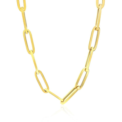14K Yellow Gold Wide Paperclip Chain (6.1mm) Bids.com