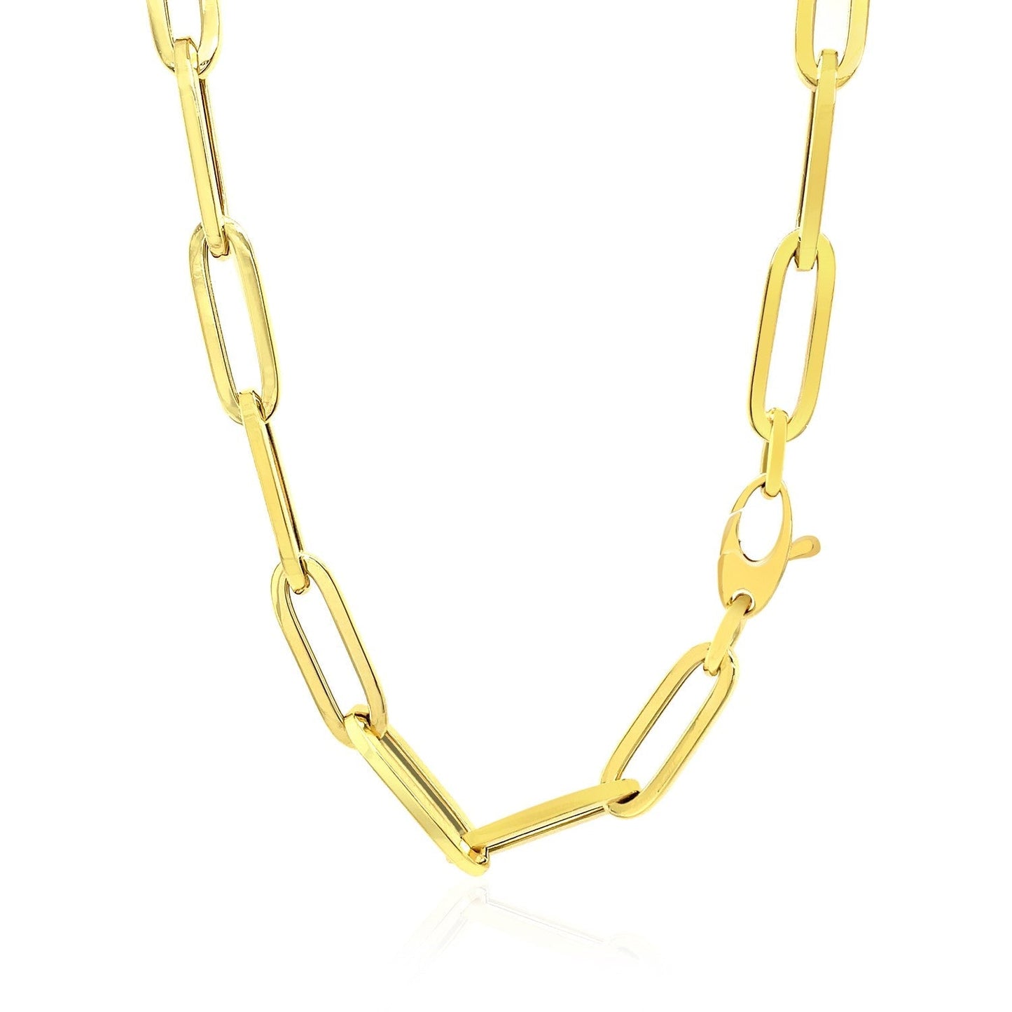 14K Yellow Gold Wide Paperclip Chain (6.1mm) Bids.com