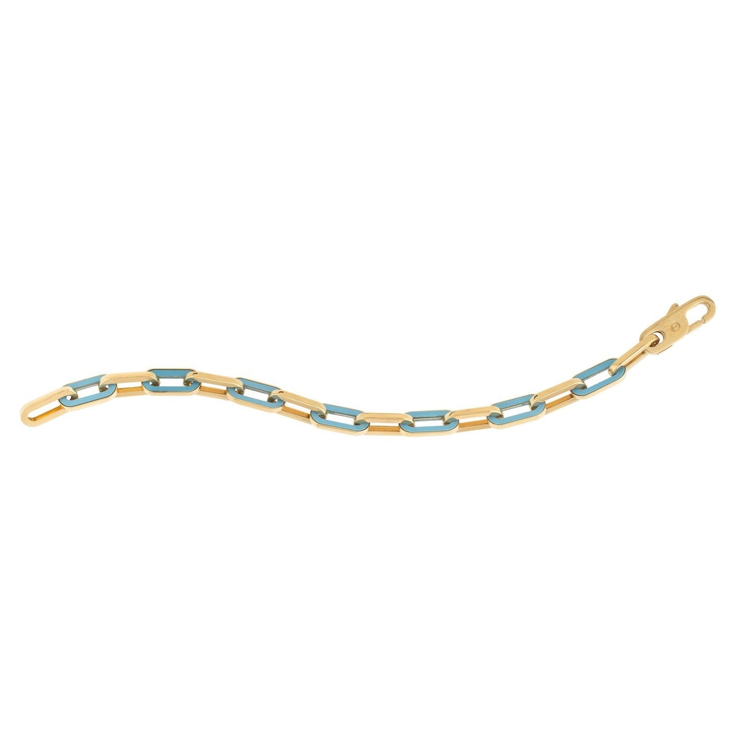 14k Yellow Gold Turquoise Paperclip Gem Link Bracelet (7.00 mm) Bids.com