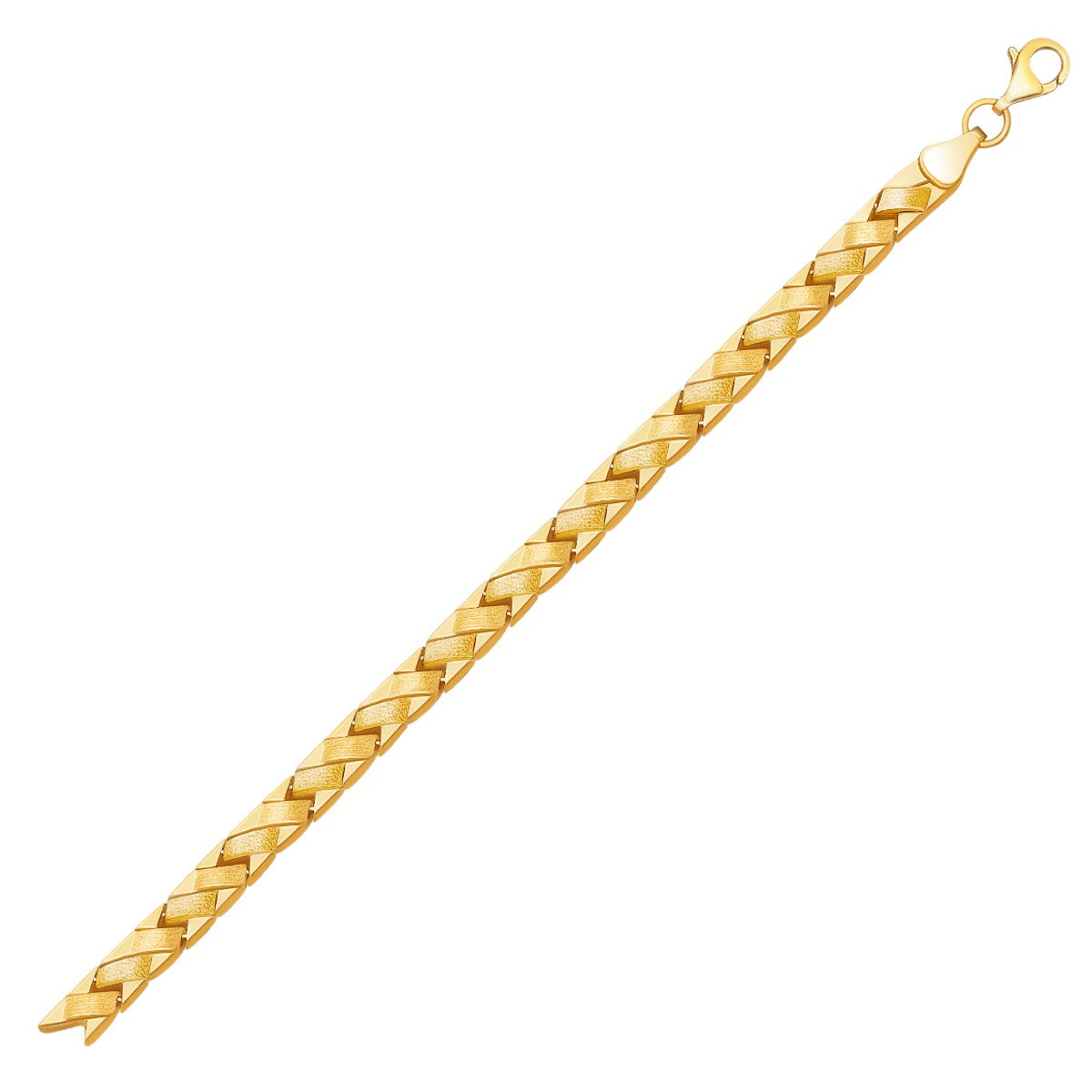 14k Yellow Gold Fancy Basket Weave Line Bracelet Bids.com