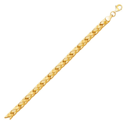 14k Yellow Gold Fancy Basket Weave Line Bracelet Bids.com