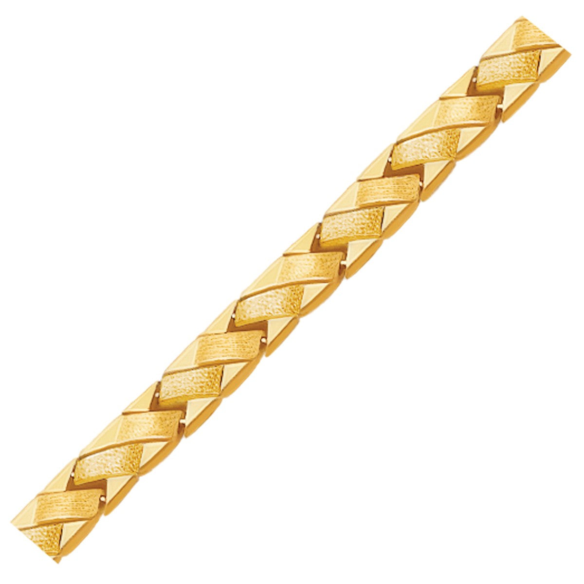 14k Yellow Gold Fancy Basket Weave Line Bracelet Bids.com