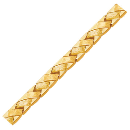 14k Yellow Gold Fancy Basket Weave Line Bracelet Bids.com