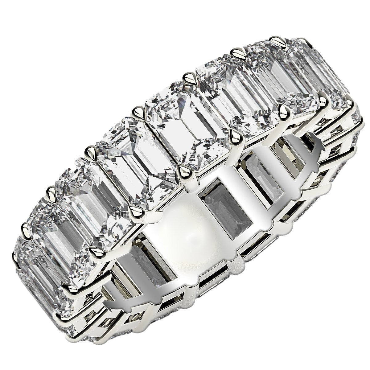 Emerald Cut Lab Grown Diamond Eternity Ring in 14k White Gold (8 cttw FG/VS2) Bids.com