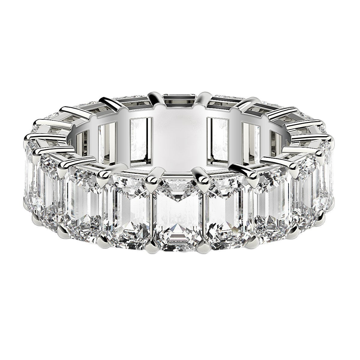 Emerald Cut Lab Grown Diamond Eternity Ring in 14k White Gold (8 cttw FG/VS2) Bids.com