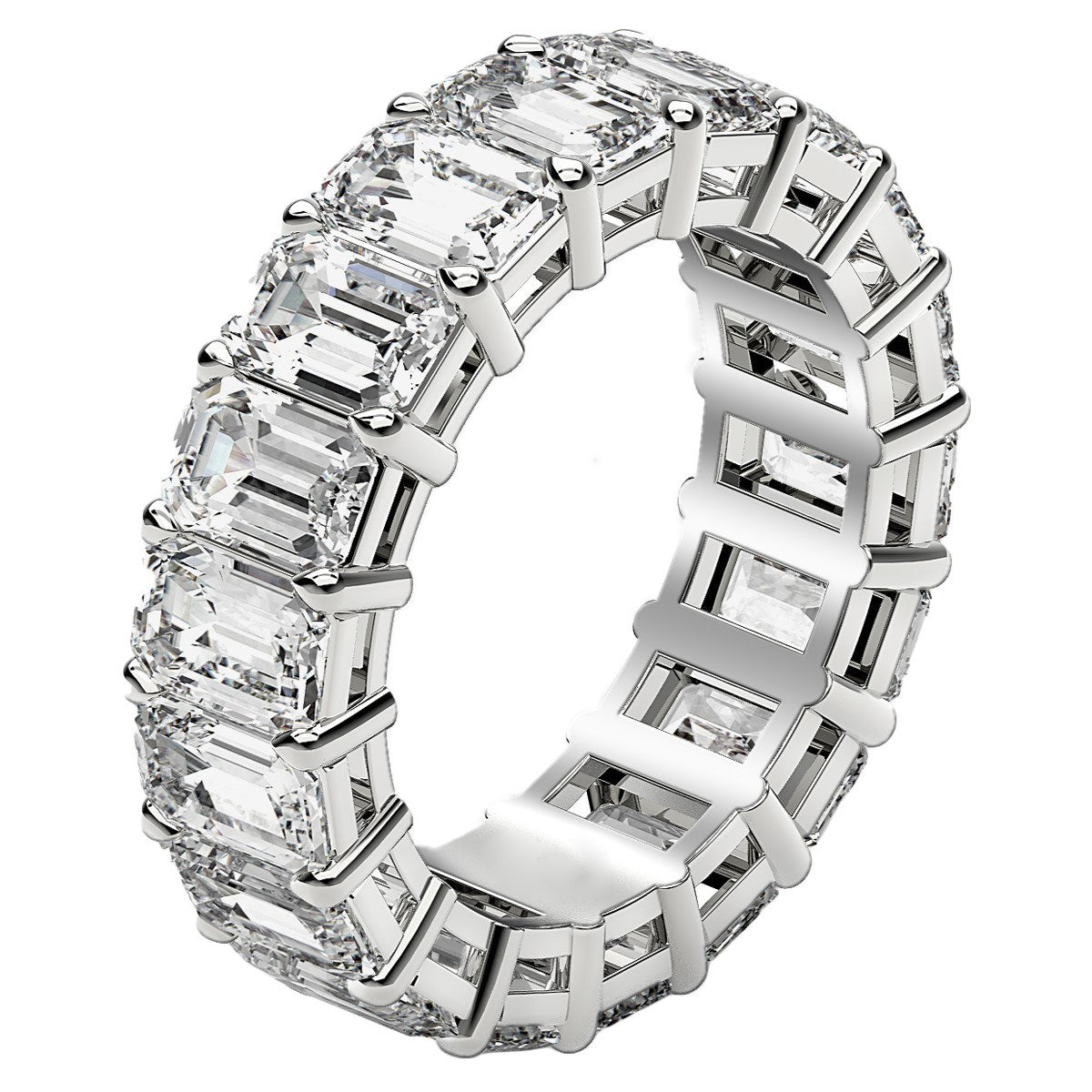 Emerald Cut Lab Grown Diamond Eternity Ring in 14k White Gold (8 cttw FG/VS2) Bids.com